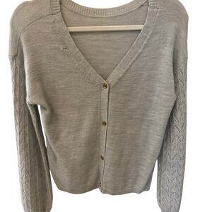 Banana Republic Long Sleeve Sweater Women's Size XS Soft Gray Revesible Lacy